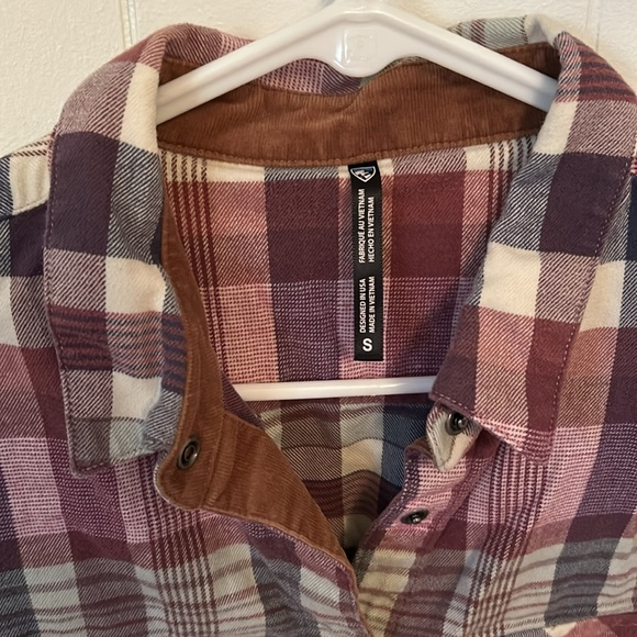 KUHL purple, blue and cream flannel with brown corduroy accents S - Picture 2 of 7